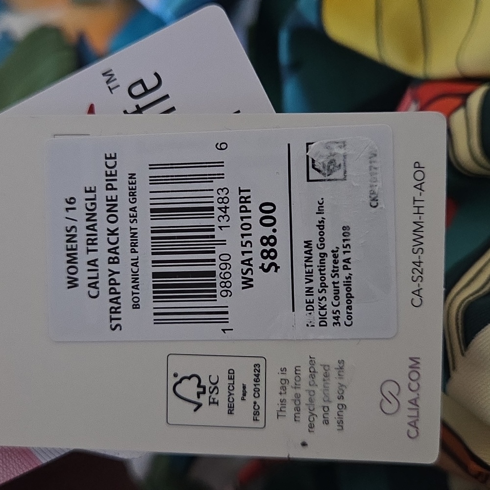 CALIA Women's Swim Triangle Strappy Back One Piece - Picture 7 of 7